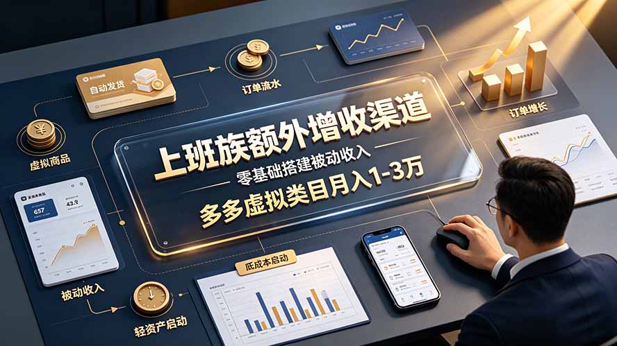 上班族额外增收渠道，零基础搭建被动收入，多多虚拟类目月入 1-3 万-钱途社
