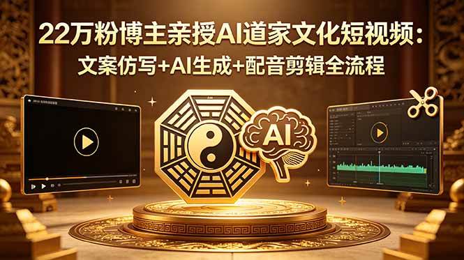 （18580期）22万粉博主亲授AI道家文化短视频：文案仿写+AI生成+配音剪辑全流程-钱途社