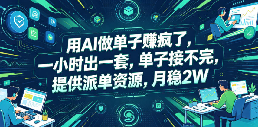 用AI做单子賺疯了，一小时出一套，单子接不完，提供派单资源，月稳2W【揭秘】-钱途社