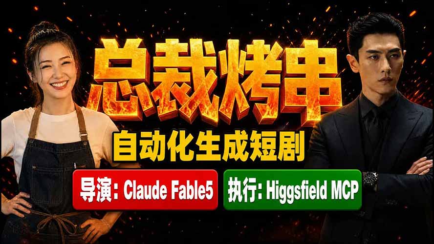 《总裁烤串》真人短剧全自动诞生！Claude Fable5 当导演，Higgsfield MCP 执行！-钱途社