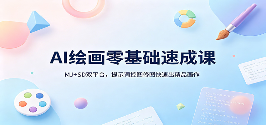 AI绘画零基础速成课：MJ+SD双平台，提示词控图修图快速出精品画作-钱途社