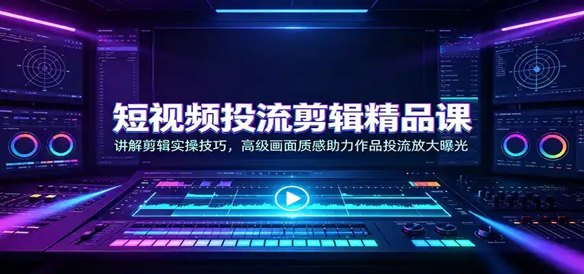 短视频投流剪辑精品课：讲解剪辑实操技巧，高级画面质感助力作品投流放大曝光-钱途社