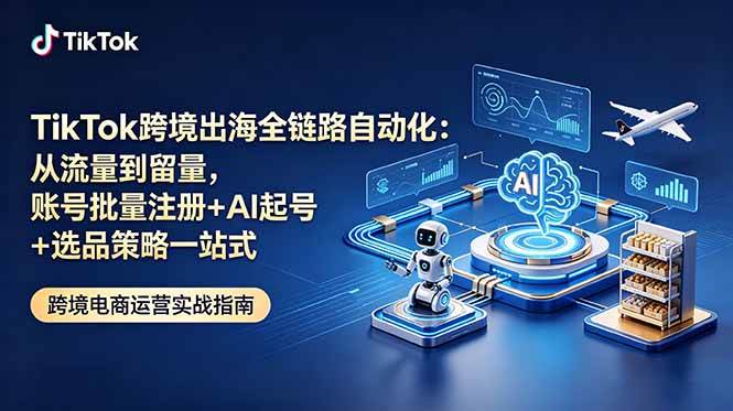 （18907期）TikTok跨境出海全链路自动化：从流量到留量，账号批量注册+AI起号+选品策略一站式-钱途社