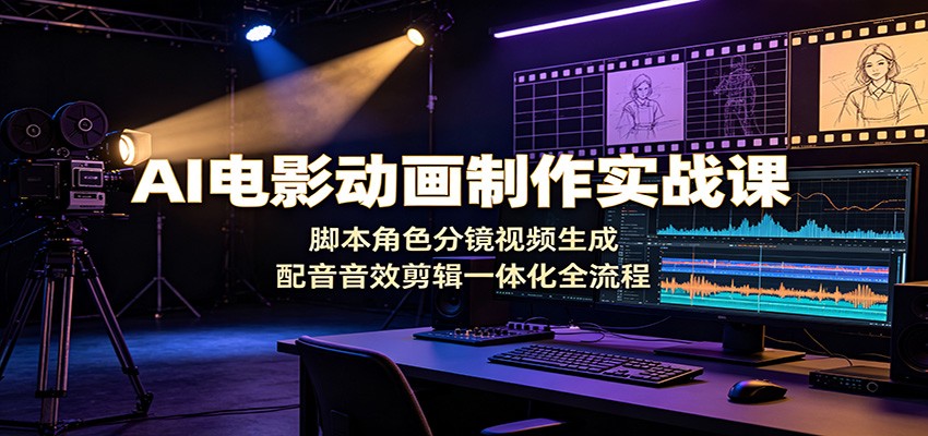 AI电影动画制作实战课：脚本角色分镜视频生成，配音音效剪辑一体化全流程-钱途社