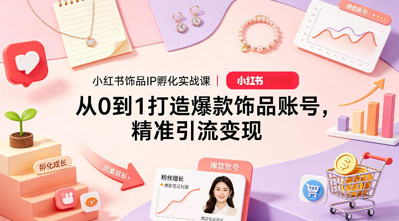 小红书饰品IP孵化实战课｜从0到1打造爆款饰品账号，精准引流变现-钱途社