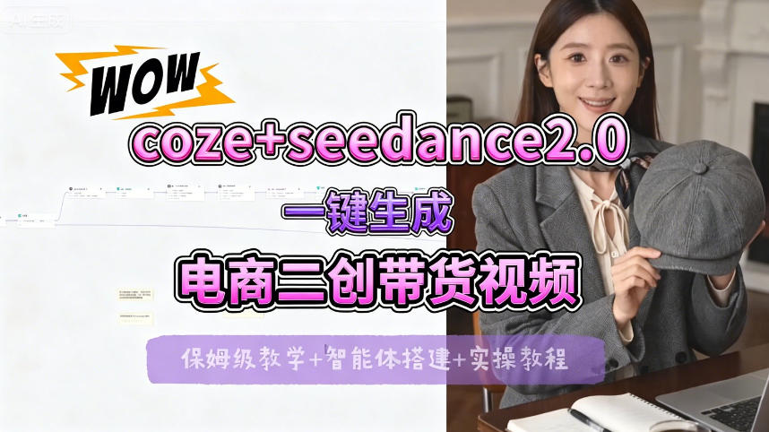 【Coze工作流搭建实操教程】seedance2.0+coze一键生成电商二创带货视频，全流程保姆级教学-钱途社