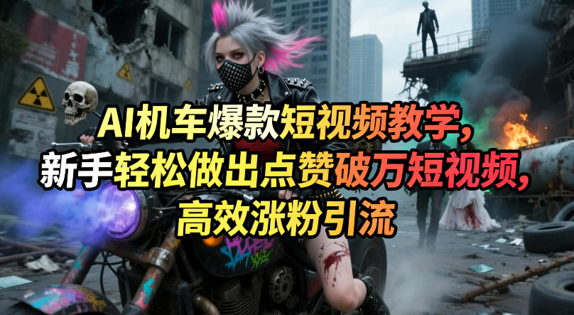 AI机车爆款短视频教学,新手轻松做出点赞破万短视频,高效涨粉引流-钱途社