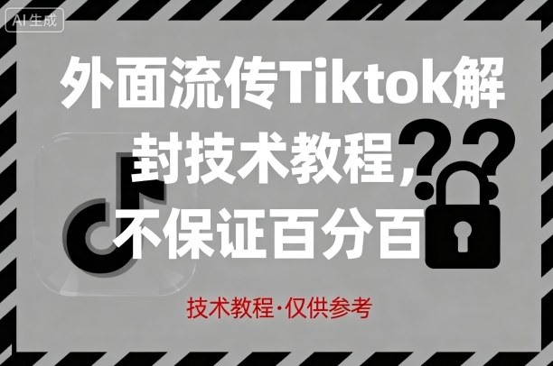 外面流传Tiktok解封技术教程，不保证百分百，具体自测-钱途社