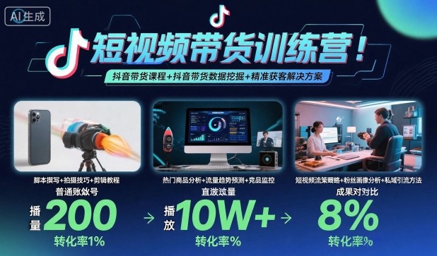 短视频带货训练营，抖音带货课程+抖音带货数据挖掘+精准获客解决方案-钱途社