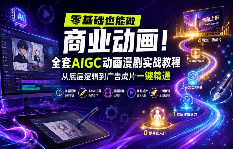 零基础也能做商业动画！全套AIGC动画漫剧实战教程，从底层逻辑到广告成片一键精通(更新0905)-钱途社