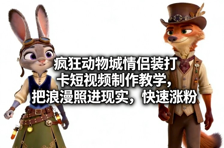 疯狂动物城情侣装打卡短视频制作教学,把浪漫照进现实,快速涨粉-钱途社