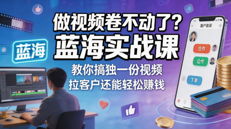 做视频卷不动了？蓝海实战课教你搞独一份视频，拉客户还能轻松賺钱！【原创双语字幕】-钱途社