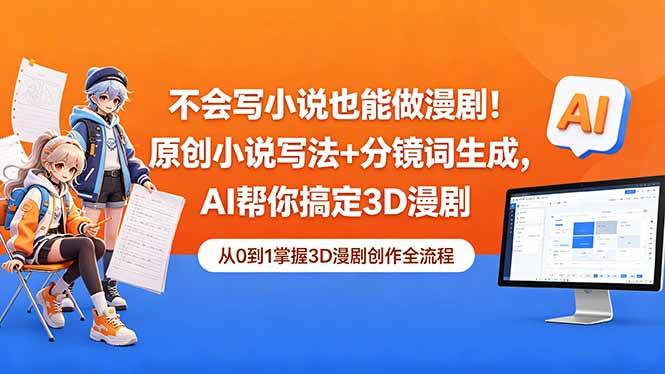 （18512期）不会写小说也能做漫剧！原创小说写法+分镜词生成，AI帮你搞定3D漫剧-钱途社