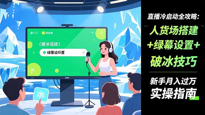 直播冷启动全攻略:人货场搭建+绿幕设置+破冰技巧,新手月入过万实操指南-钱途社