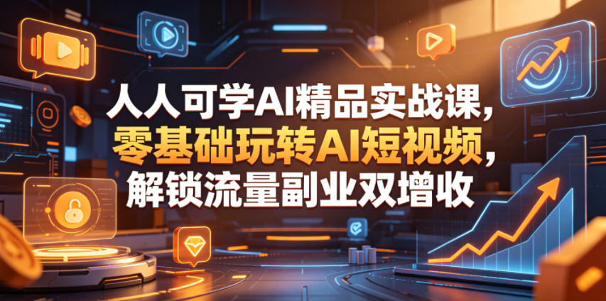 人人可学AI精品实战课,零基础玩转AI短视频,解锁流量副业双增收-钱途社