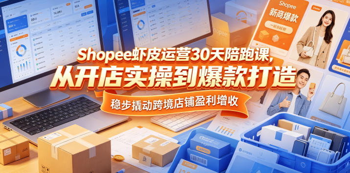 Shopee虾皮运营30天陪跑课，从开店实操到爆款打造，稳步撬动跨境店铺盈利增收-钱途社