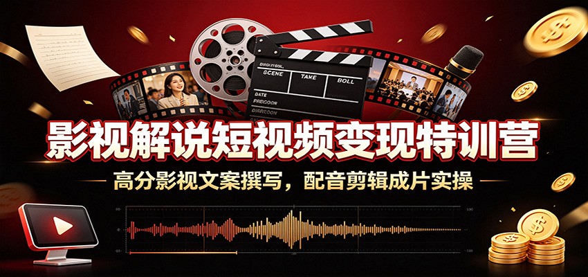 影视解说短视频变现特训营：高分影视文案撰写，配音剪辑成片实操-钱途社