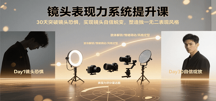镜头表现力系统提升课，30天突破镜头恐惧实现自信蜕变，塑造独一无二表现风格-钱途社