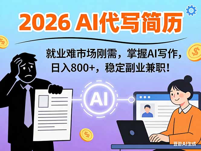 AI代写简历，超暴利，用万能模板月入1-3万实战教程，2026年市场刚需！-钱途社