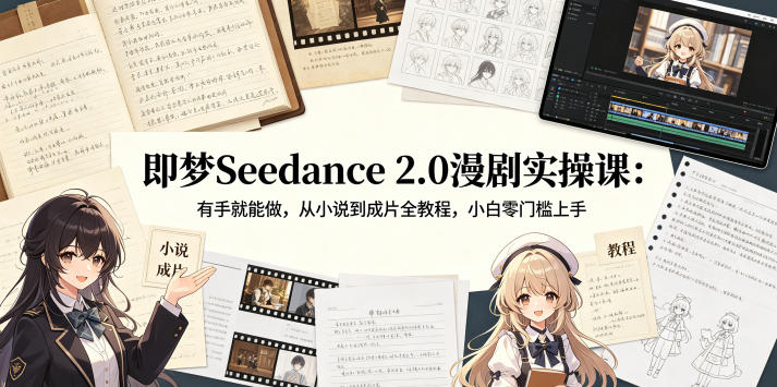 即梦Seedance 2.0漫剧实操课：有手就能做，从小说到成片全教程，小白零门槛上手-钱途社