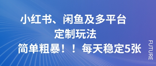 小红书、闲鱼及多平台定制玩法简单粗暴!每天稳定5张-钱途社
