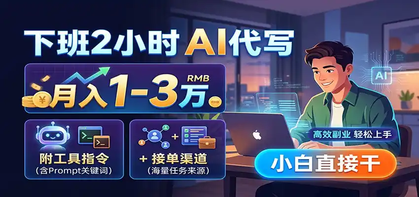 下班2小时AI代写，月入1-3万，附工具指令+接单渠道，小白直接干-钱途社