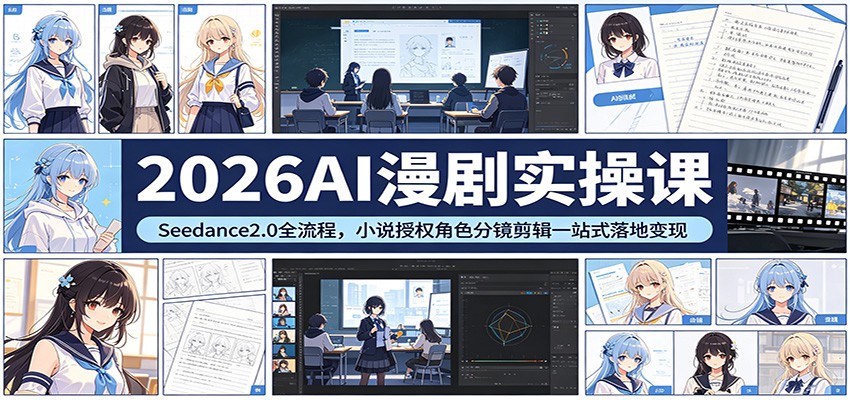 2026AI漫剧实操课：Seedance2.0全流程，小说授权角色分镜剪辑一站式落地变现-钱途社