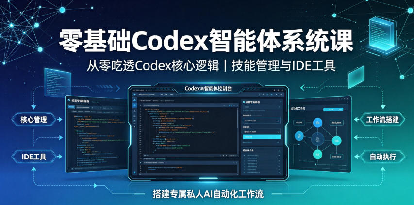 零基础Codex智能体系统课｜从零吃透Codex核心逻辑、技能管理与IDE工具，搭建专属私人AI自动化工作流-钱途社