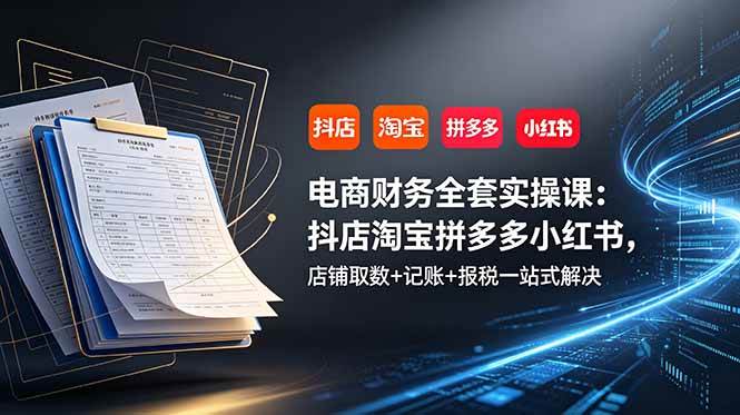（19001期）电商财务全套实操课：抖店淘宝拼多多小红书，店铺取数+记账+报税一站式解决-钱途社