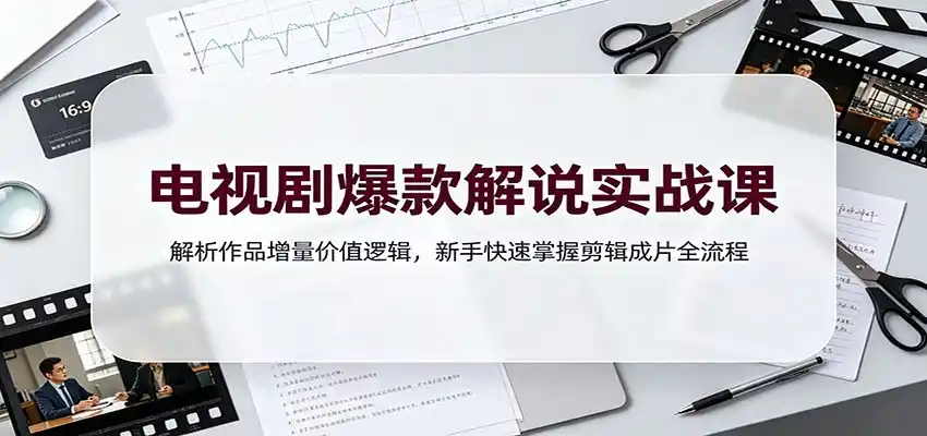 电视剧爆款解说实战课：解析作品增量价值逻辑，新手快速掌握剪辑成片全流程-钱途社