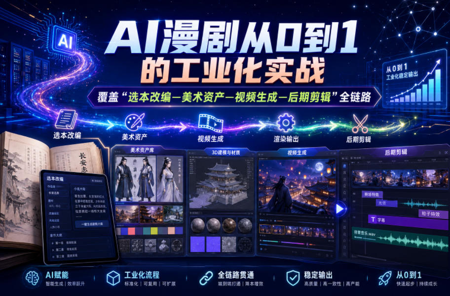 AI漫剧从0到1的工业化实战，覆盖“选本改编—美术资产—视频生成—后期剪辑”全链路（更新6月）-钱途社