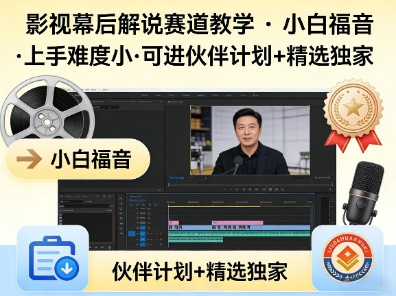 某大佬的影视幕后解说赛道教学，小白福音，上手难度小，可进伙伴计划+精选独家-钱途社