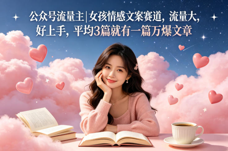 公众号流量主女孩情感文案赛道，流量大，好上手，平均3篇就有一篇万爆文章-钱途社
