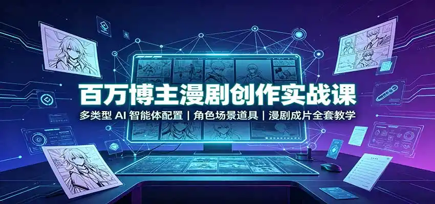 百万博主漫剧创作实战课：多类型AI智能体配置，角色场景道具，漫剧成片全套教学-钱途社