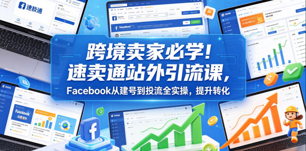 跨境卖家必学！速卖通站外引流课，Facebook从建号到投流全实操，提升转化-钱途社