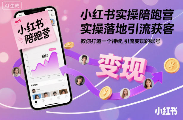 小红书实操陪跑营，实操落地引流获客，教你打造一个持续引流变现的账号-钱途社