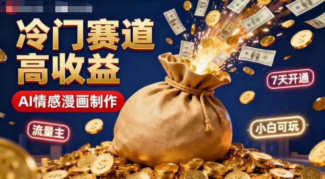 公众号冷门赛道，用AI做情感漫画，7天开通流量主，操作简单，小白可玩-钱途社
