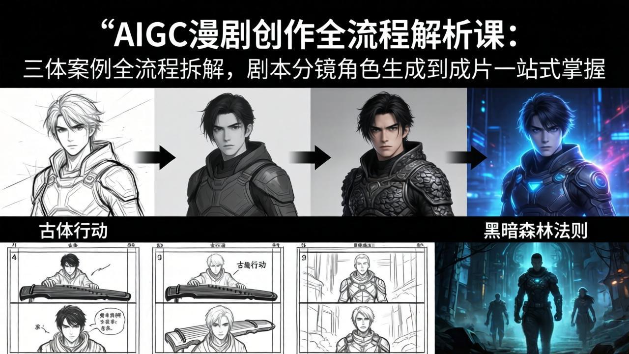 AIGC漫剧创作全流程解析课:三体案例全流程拆解,剧本分镜角色生成到成片一站式掌握-钱途社