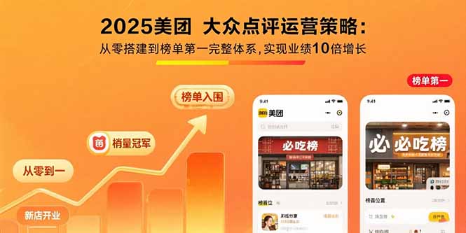 2025美团 大众点评运营策略:从零搭建到榜单第一完整体系,实现业绩10倍增长-钱途社