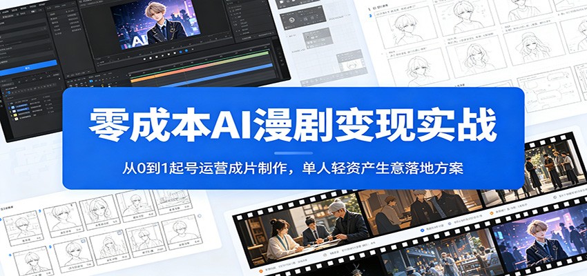 零成本AI漫剧变现实战：从0到1起号运营成片制作，单人轻资产生意落地方案-钱途社