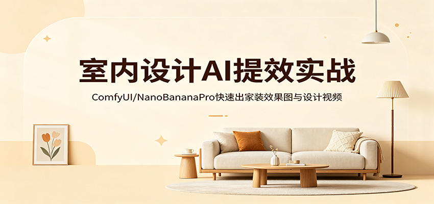 室内设计AI提效实战：ComfyUI/NanoBananaPro快速出家装效果图与设计视频-钱途社