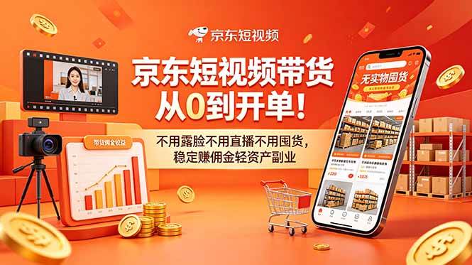 （18895期）京东短视频带货从0到开单！不用露脸不用直播不用囤货，稳定赚佣金轻资产副业-钱途社