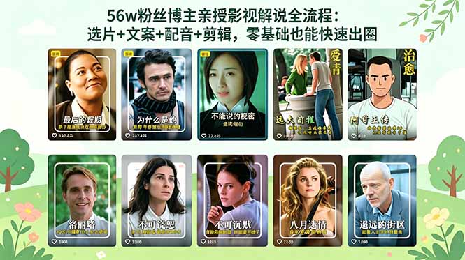 56万粉丝博主亲授影视解说全流程：选片+文案+配音+剪辑，零基础也能快速出圈-钱途社