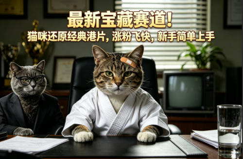 最新宝藏赛道！猫咪还原经典港片，涨粉飞快，新手简单上手-钱途社