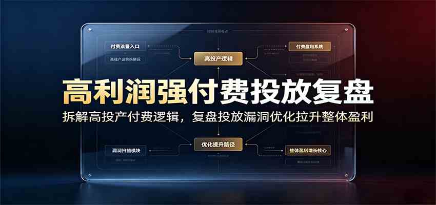 高利润强付费投放复盘：拆解高投产付费逻辑，复盘投放漏洞优化拉升整体盈利-钱途社