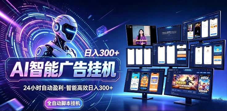 AI智能广告挂G项目，无需人工，单机稳定日入200+，可矩阵放大，24小时不间断刷广告賺收益【揭秘】-钱途社