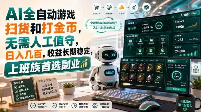 AI全自动游戏皮肤扫货和打金币，日入几百，内部方法大揭秘，0门槛！-钱途社
