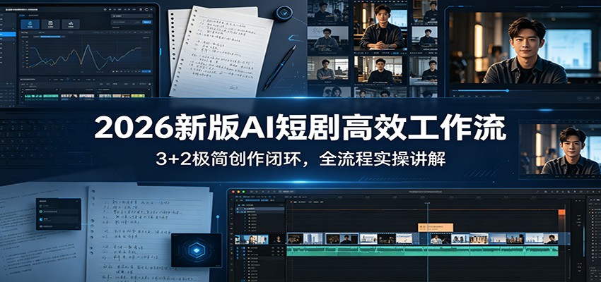 2026新版AI短剧高效工作流：3+2极简创作闭环，全流程实操讲解-钱途社