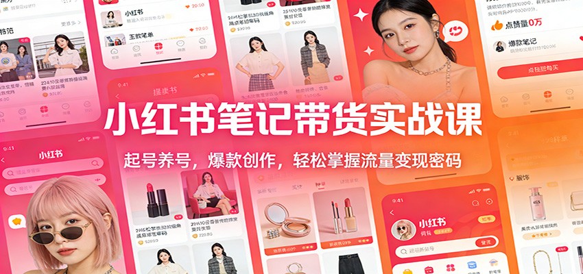 小红书笔记带货实战课：起号养号，爆款创作，轻松掌握流量变现密码-钱途社