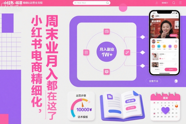 小红书电商精细化运营全流程，周末副业月入1W+，全套方法都在这了-钱途社